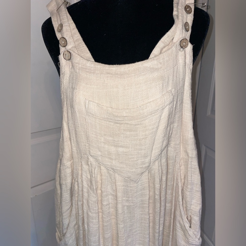 Free People sun drenched linen wide leg overalls - Picture 6 of 7
